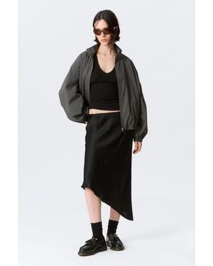 Weekday Low Rise Satin Midi Skirt - Black
