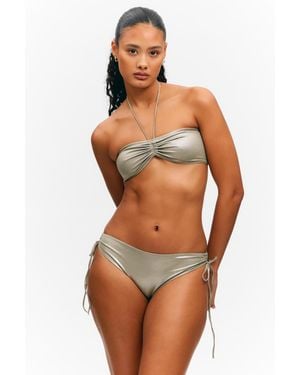 Monki Glitter Halter Bikini Top - Grey