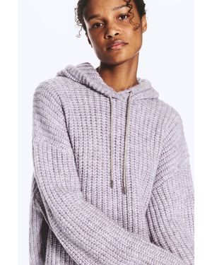 Monki Knitted Drawstring Hoodie - Purple