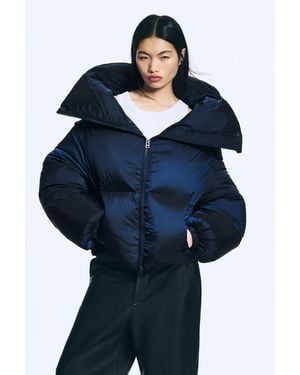 Weekday High Collar Cropped Down Jacket - Blue