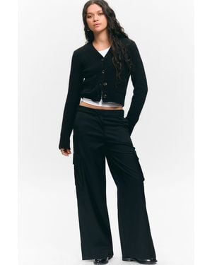 Monki Low Rise Cargo Suiting Trousers - Blue