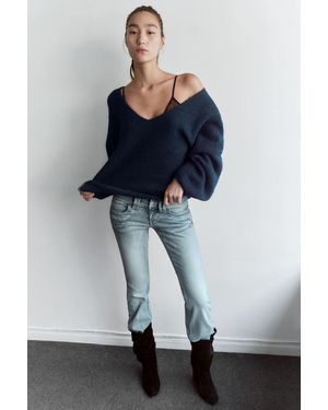 Monki Oversized Strickpullover Mit V-Ausschnitt - Grau