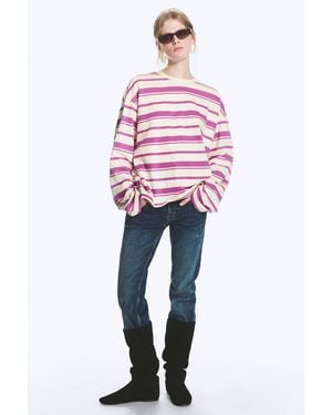 Monki Long-Sleeved Cotton T-Shirt - Red