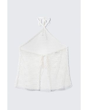 Monki Net Halter Tie Top - White