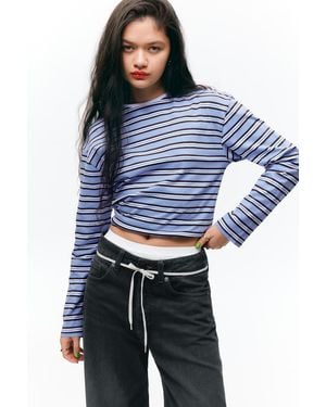 Monki Boxy Sleeve T-Shirt - Blue