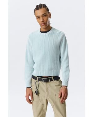 Weekday Shrunken Knitted Cotton Jumper - Blue