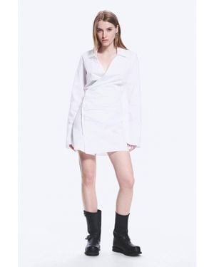 Weekday Long-Sleeved Asymmetric Mini Shirt Dress - White