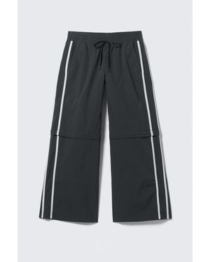 Monki Zip-Off Nylon Track Trousers - Black
