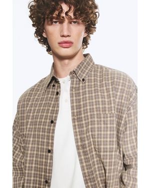Weekday Long-Sleeved Flannel Buttoned Shirt - Natural