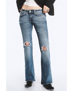Weekday Hour Low Rise Skinny Bootcut Distressed Jeans - Blue