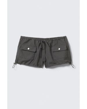 Monki Drawstring Mini Cargo Shorts - Blue
