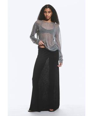Weekday Sheer Cotton Knit Maxi Skirt - Black