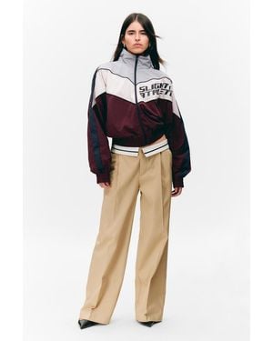 Monki Low Rise Folded Waist Twill Trousers - Natural