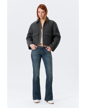 Monki Cropped Boxy Zip Jacket - Black