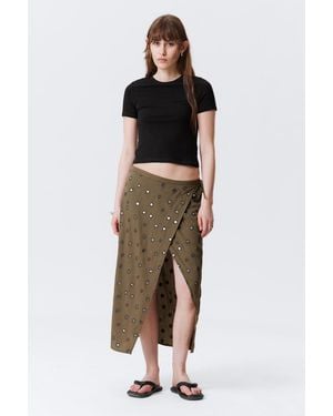 Weekday Sequin Wrap Midi Skirt - Brown