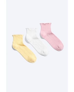 Weekday 3-Pack Frill Edge Short Socks - Pink