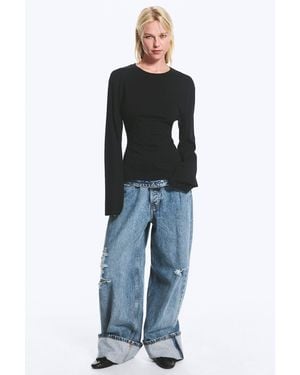 Monki Fitted Long-Sleeved Top - Black