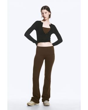 Weekday Folded Waist Flared Yoga Tights - Brown