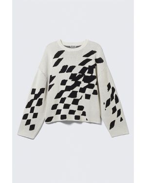 Weekday Boxy Jacquard-Pullover Mit Grafikmuster - Grau