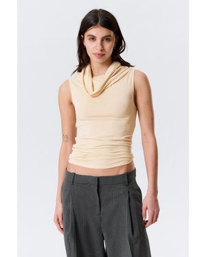 Weekday Sleeveless Funnel Neck Top - White