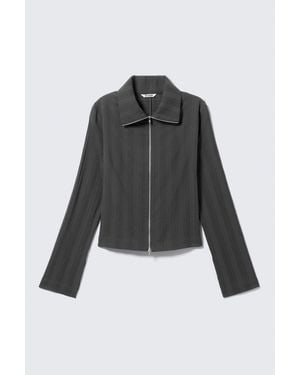 Weekday Slim Long-Sleeved Zip Shirt - Black