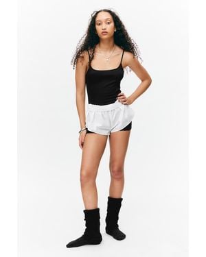 Monki Mid-Rise Cotton Poplin Pyjama Shorts - Black