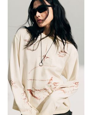 Weekday Boxy Printed Long-Sleeved Top - Natural