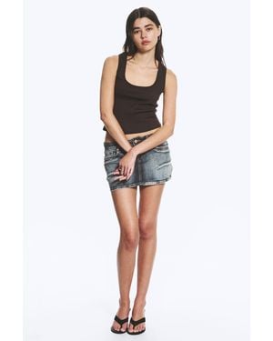 Monki Ribbed Square Tank Top - Black