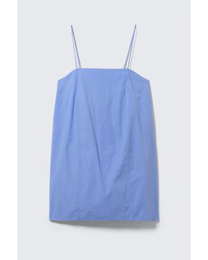 Monki Tie-Back Twill Mini Dress - Blue
