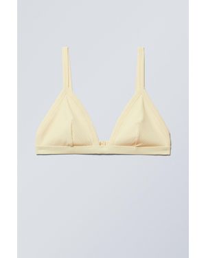 Weekday Geripptes Bikinioberteil Mit V-Ausschnitt - Gelb