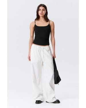 Weekday Loose Fit Low Waist Washed Trousers - White