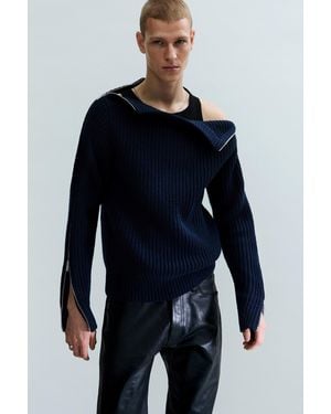 Weekday Slim Zip-Sleeve Wool Jumper - Blue