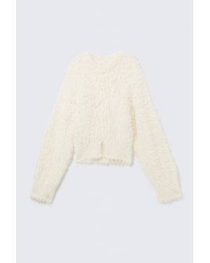 Monki Flauschiger Strickpullover - Weiß