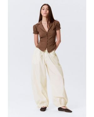 Monki Fitted Short-Sleeved Resort Shirt - White