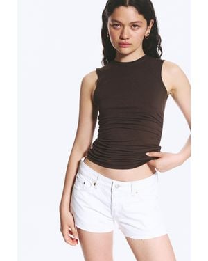 Monki Sleeveless Gathered Jersey Top - Black