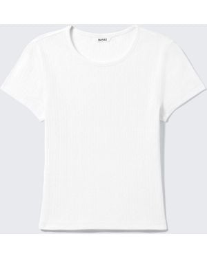Monki Soft Short-Sleeved Pointelle Top - White
