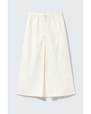 Monki Drawstring Cotton Canvas Maxi Skirt - White