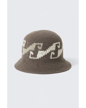 Weekday Gewebter Bucket Hat Mit Jacquard-Strickmuster - Natur