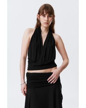 Weekday Drapiertes Neckholder-Oberteil Aus Jersey - Schwarz
