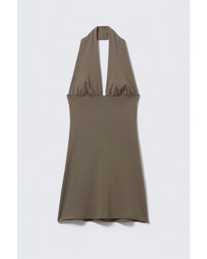 Weekday Sleeveless Halter Mini Dress - Natural