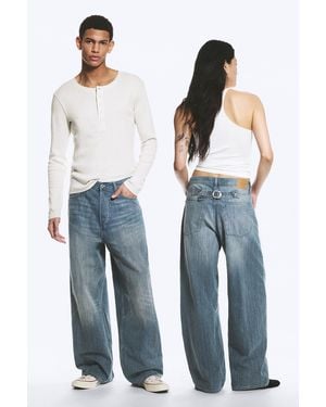 Weekday Astro Mid Rise Loose Baggy Twist Jeans - Blue