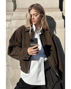 Weekday Boxy Suede Zip Jacket - Black