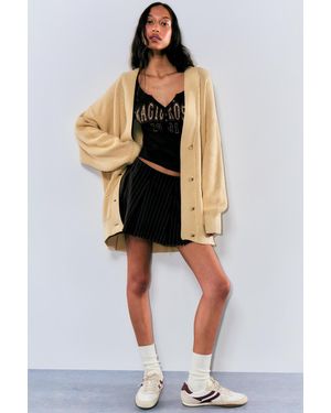 Monki Oversized V-Neck Cotton Knit Cardigan - Black