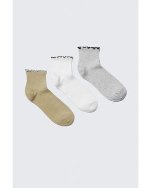 Weekday 3-Pack Frill Edge Short Socks - Blue
