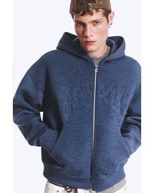 Weekday Graphischer Zip-Hoodie Simon Aus Scuba-Stoff - Blau