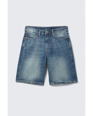 Weekday Peggy Low Waist Loose Baggy Leg Denim Shorts in Blue | Lyst UK