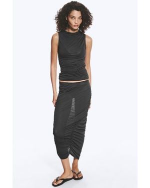 Weekday Low Rise Ruched Asymmetric Skirt - Black