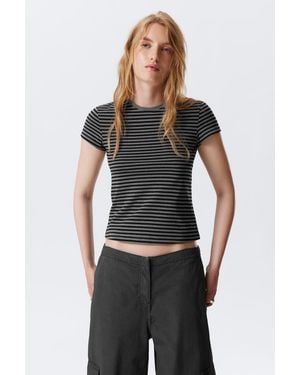 Weekday Slim Short-Sleeved Cotton T-Shirt - Black