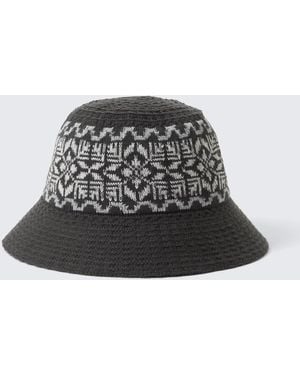Weekday Knitted Jaquard Bucket Hat - Black
