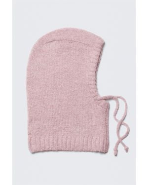 Monki Hairy Knitted Tie Hood - Pink